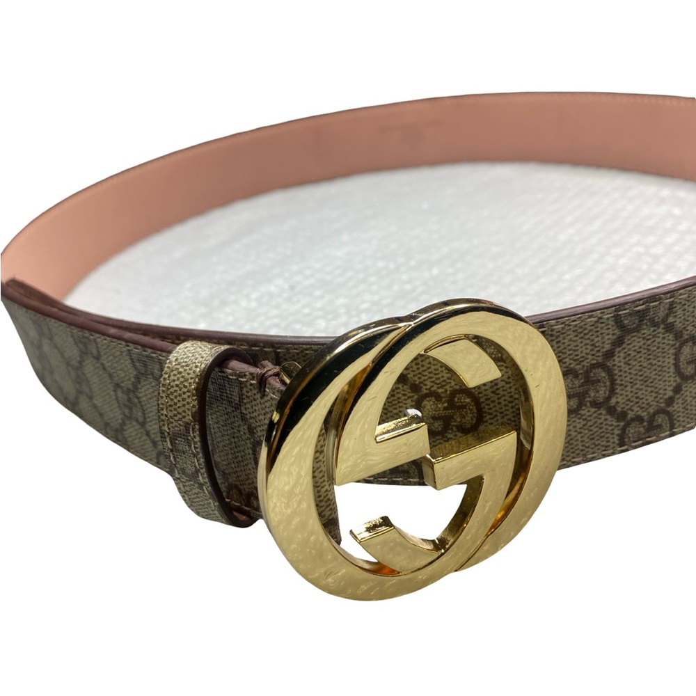 Gucci Beige and Gold Signature Belt - Picture 3 of 9
